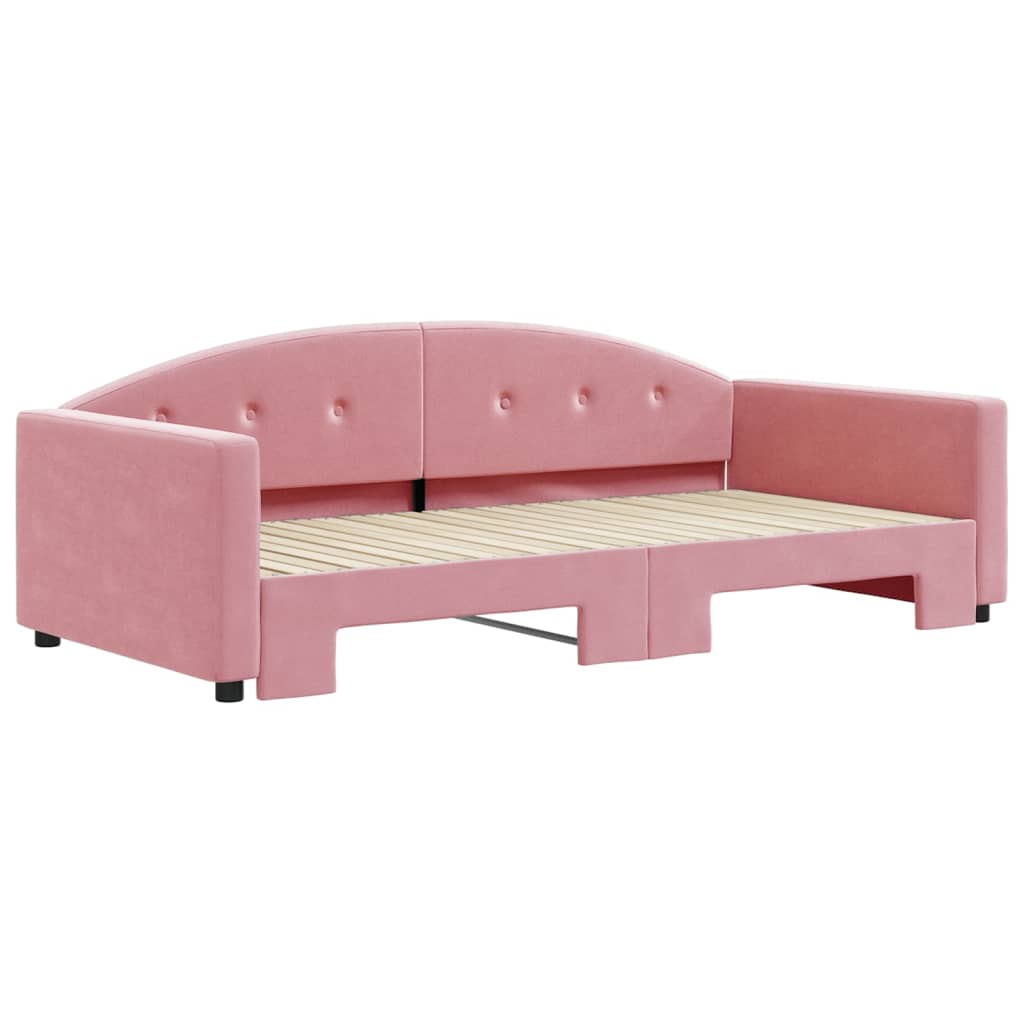 Tagesbett Ausziehbar Rosa 100x200 cm Samt