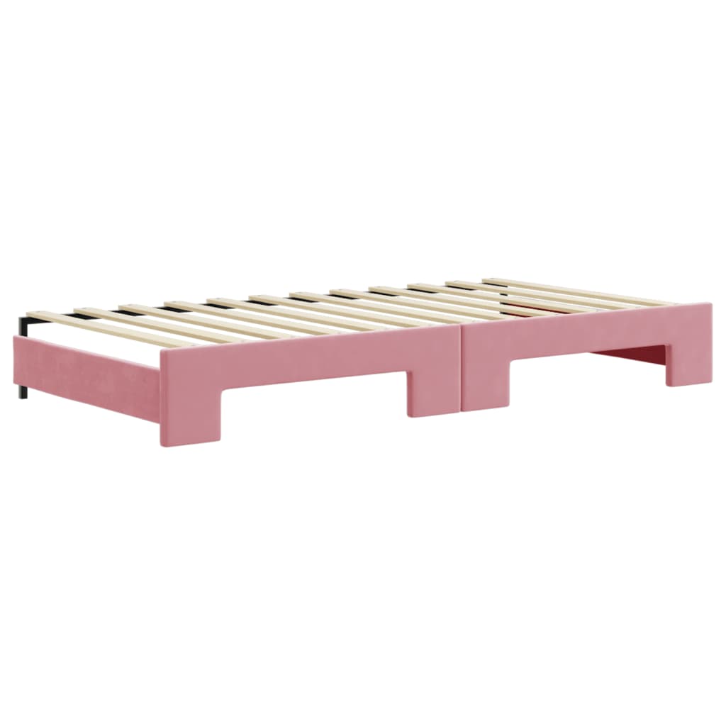 Tagesbett Ausziehbar Rosa 100x200 cm Samt