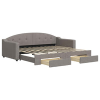 Tagesbett Ausziehbar mit Schubladen Taupe 90x200 cm Stoff