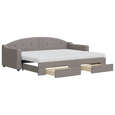 Tagesbett Ausziehbar mit Schubladen Taupe 80x200 cm Stoff