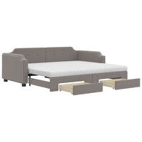 Tagesbett Ausziehbar mit Schubladen Taupe 80x200 cm Stoff