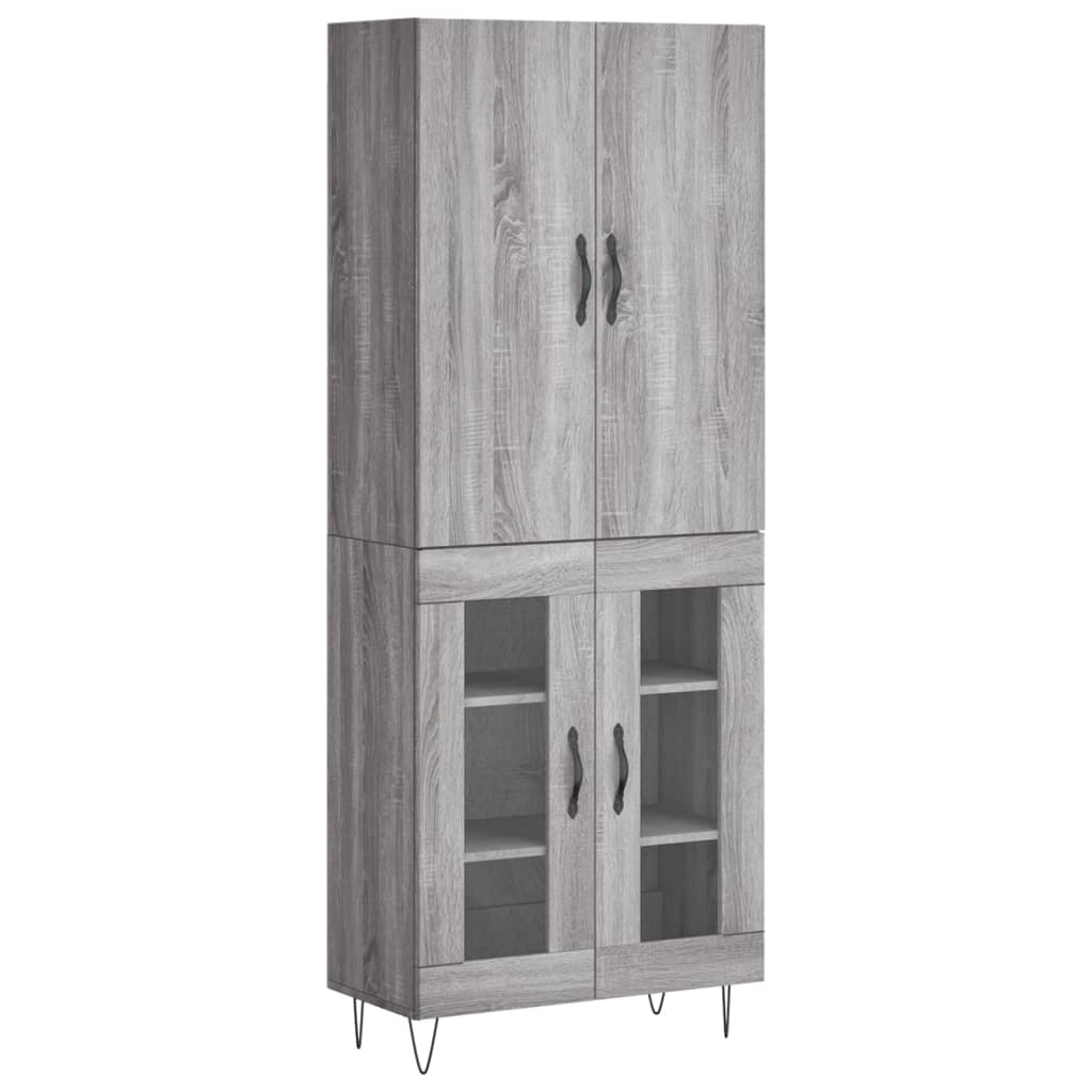 Highboard Grau Sonoma 69,5x34x180 cm Holzwerkstoff