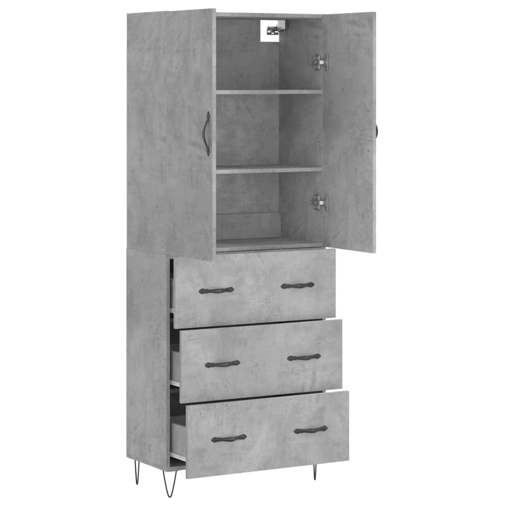 Highboard Betongrau 69,5x34x180 cm Holzwerkstoff