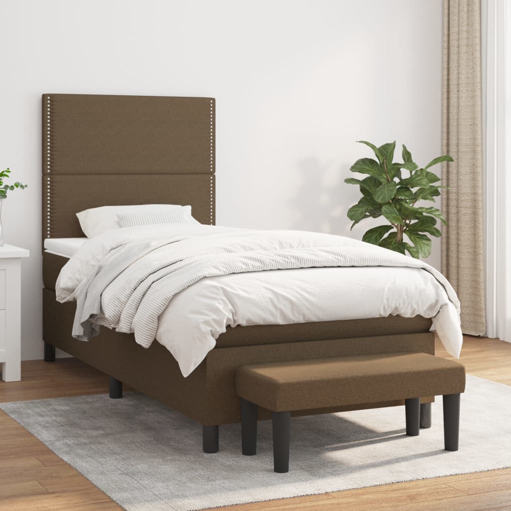 Boxspringbett mit Matratze Dunkelbraun 100x200 cm Stoff