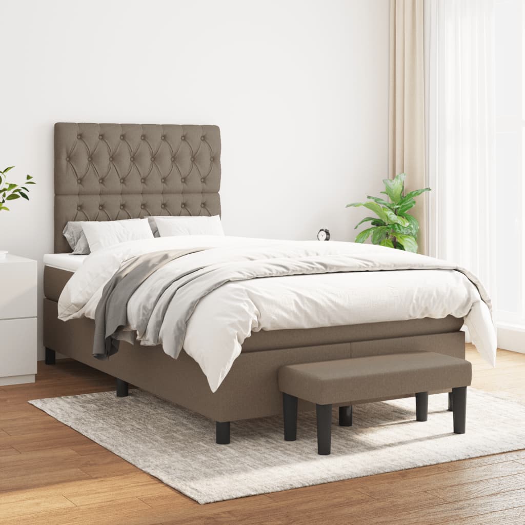 Boxspringbett mit Matratze Taupe 120x200 cm Stoff