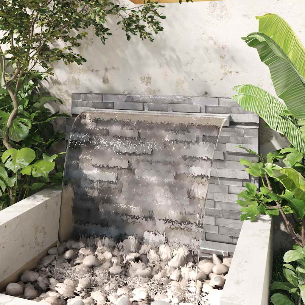 vidaXL Pool-Wasserfall Rechteckig Edelstahl 110 cm