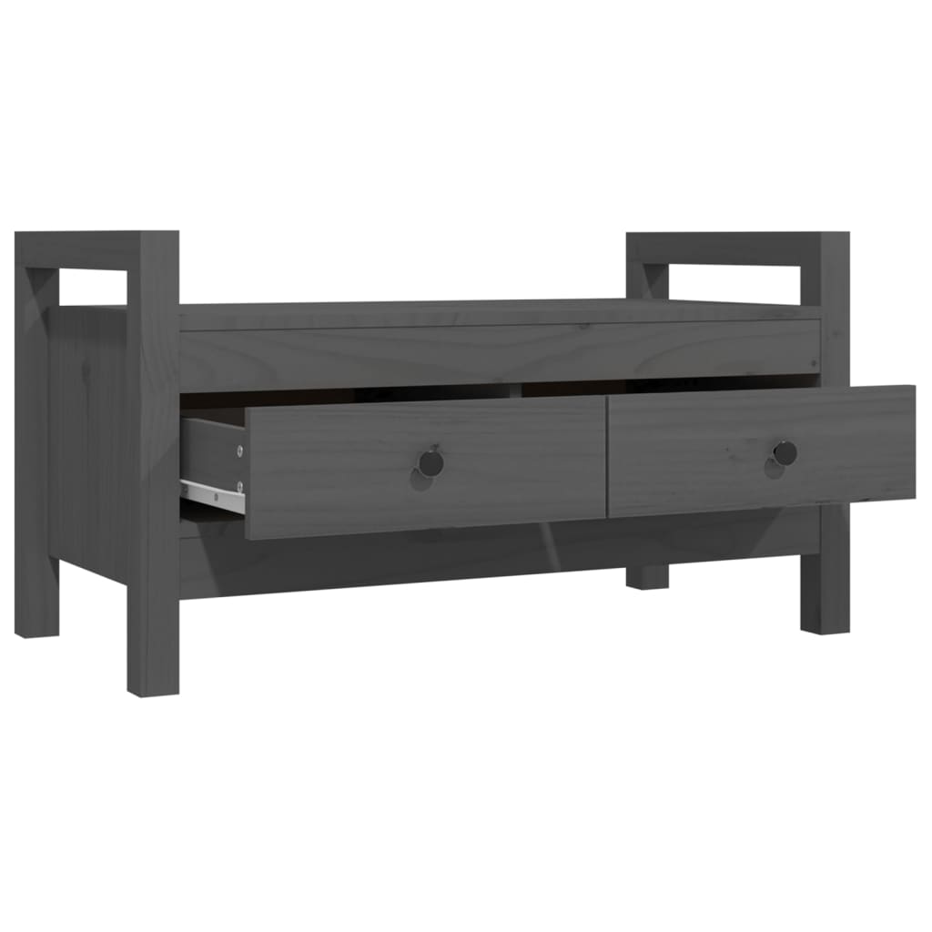 Flurbank Grau 80x40x43 cm Massivholz Kiefer