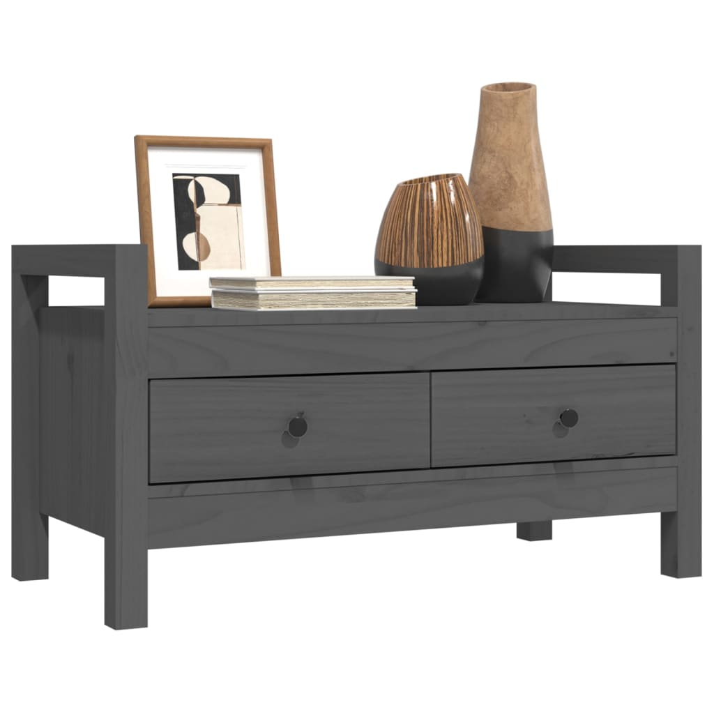 Flurbank Grau 80x40x43 cm Massivholz Kiefer