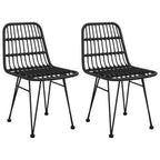 Gartenstühle 2 Stk. Schwarz 48x62x84 cm PE-Rattan