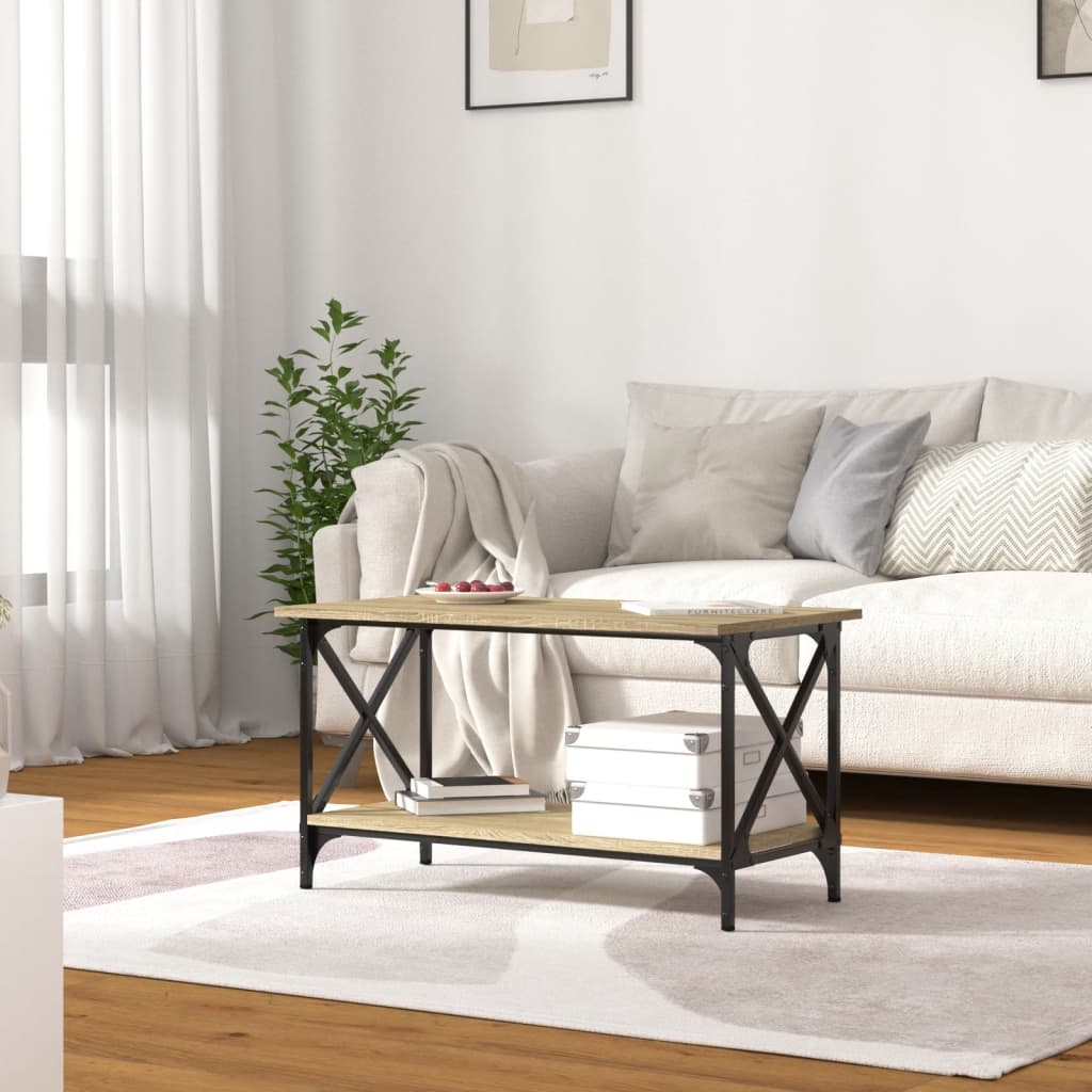 Couchtisch Sonoma Eiche 80x45x45 cm Holzwerkstoff und Eisen