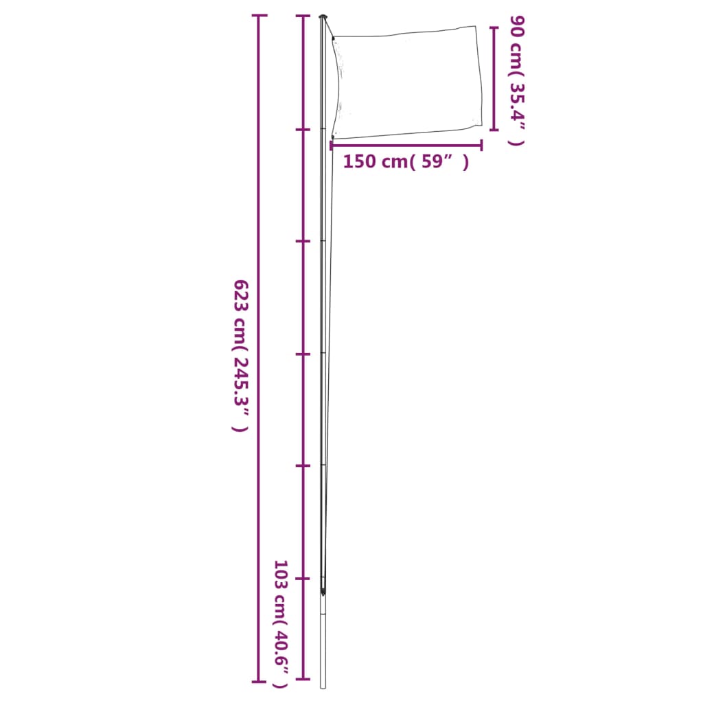 Niederländische Flagge mit Mast 6,23 m Aluminium