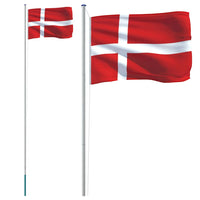 Flagge Dänemarks mit Mast 6,23 m Aluminium