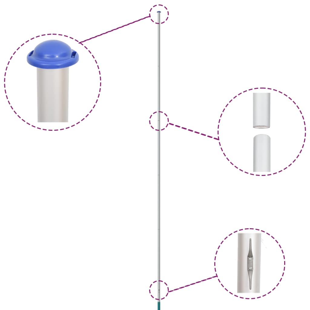 Flagge Dänemarks mit Mast 6,23 m Aluminium