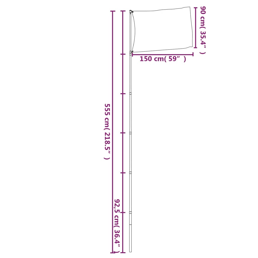 Flagge Polens mit Mast 5,55 m Aluminium