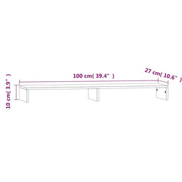 Monitorerhöhung 100 × 27 × 10 cm aus unbehandeltem massivem Kiefernholz