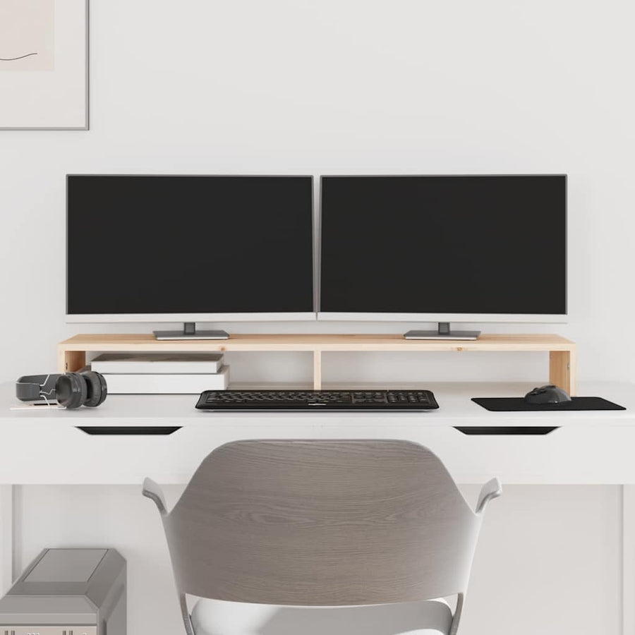 Monitorerhöhung 100 × 27 × 10 cm aus unbehandeltem massivem Kiefernholz