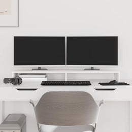 Monitorerhöhung 100 × 27 × 10 cm aus massivem Kiefernholz - Weiß
