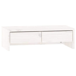 Monitorerhöhung 50 × 27 × 15 cm aus massivem Kiefernholz - Weiß (Art.-Nr. 813955)