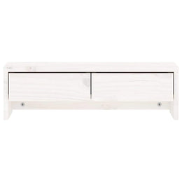 Monitorerhöhung 50 × 27 × 15 cm aus massivem Kiefernholz - Weiß (Art.-Nr. 813955)