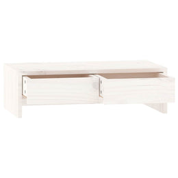 Monitorerhöhung 50 × 27 × 15 cm aus massivem Kiefernholz - Weiß (Art.-Nr. 813955)