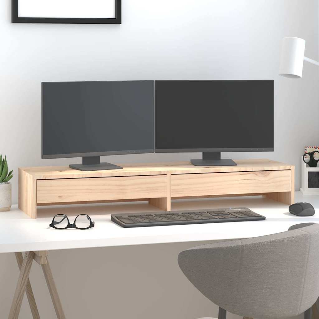 Monitorerhöhung 100 × 27 × 15 cm aus unbehandeltem massivem Kiefernholz (Art.-Nr. 813959)