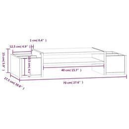 Monitorerhöhung 70 × 27,5 × 15 cm aus unbehandeltem massivem Kiefernholz