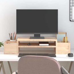 Monitorerhöhung 70 × 27,5 × 15 cm aus unbehandeltem massivem Kiefernholz