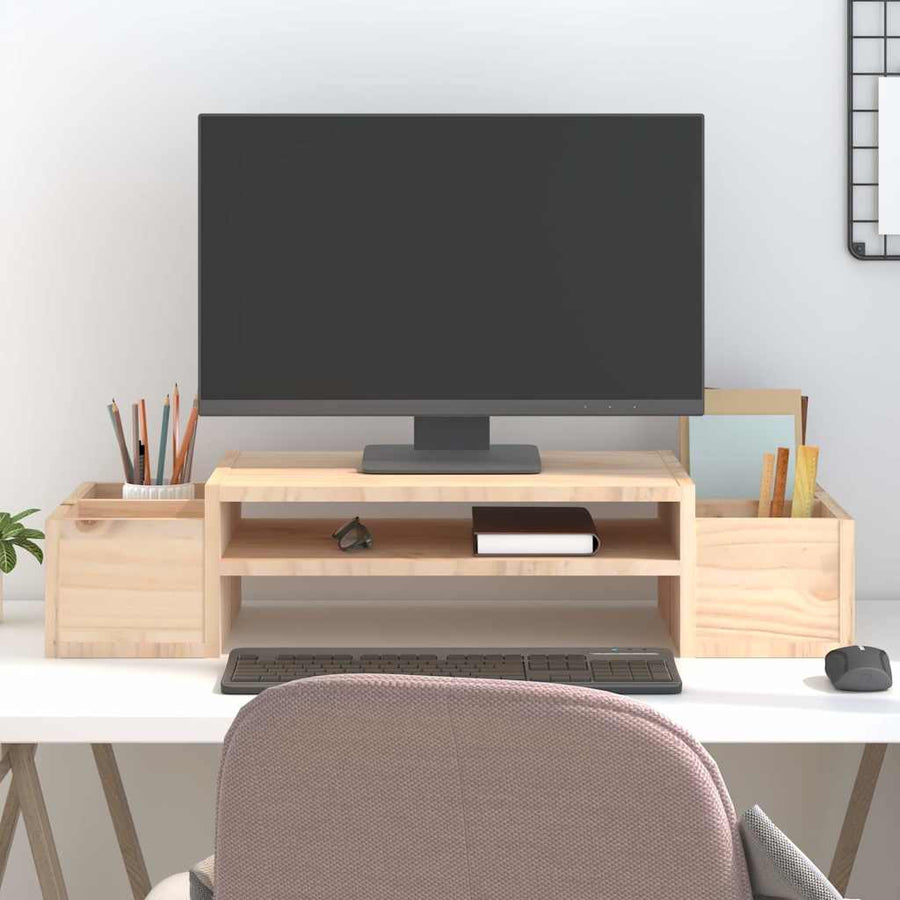 Monitorerhöhung 70 × 27,5 × 15 cm aus unbehandeltem massivem Kiefernholz