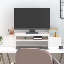 Monitorerhöhung 70 × 27,5 × 15 cm aus massivem Kiefernholz - Weiß