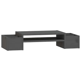 Monitorerhöhung 70 × 27,5 × 15 cm aus massivem Kiefernholz - Grau
