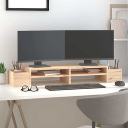 Monitorerhöhung 100 × 27,5 × 15 cm aus unbehandeltem massivem Kiefernholz