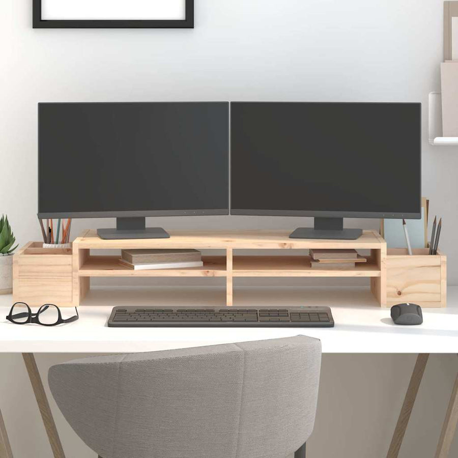 Monitorerhöhung 100 × 27,5 × 15 cm aus unbehandeltem massivem Kiefernholz