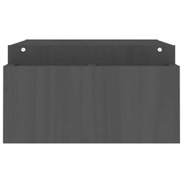Monitorständer aus massivem Kiefernholz mit 4 Ablagefächern, Grau, 100 × 27,5 × 15 cm
