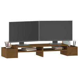 Monitorerhöhung 100 × 27,5 × 15 cm aus massivem Kiefernholz - Honigbraun
