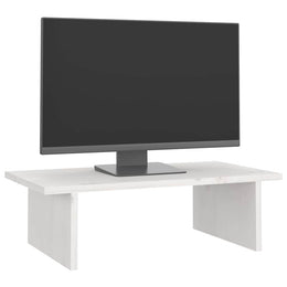 Monitorerhöhung 50 × 27 × 15 cm aus massivem Kiefernholz - Weiß (Art.-Nr. 813975)