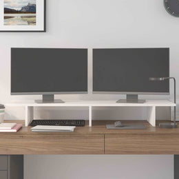 Monitorerhöhung 100 × 27 × 15 cm aus massivem Kiefernholz - Weiß (Art.-Nr. 813980)