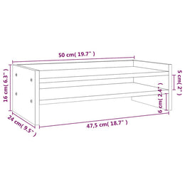 Monitorerhöhung 50 × 24 × 16 cm aus massivem Kiefernholz - Weiß