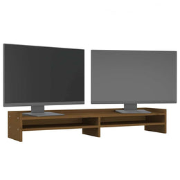 Monitorerhöhung 100 × 24 × 16 cm aus massivem Kiefernholz - Honigbraun