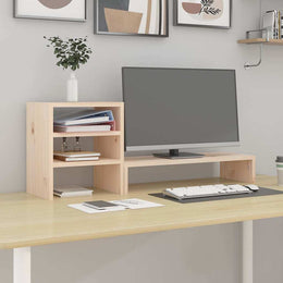 Monitorerhöhung 81 × 20 × 30 cm aus unbehandeltem massivem Kiefernholz