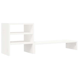 Monitorerhöhung 81 × 20 × 30 cm aus massivem Kiefernholz - Weiß