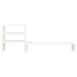 Monitorerhöhung 81 × 20 × 30 cm aus massivem Kiefernholz - Weiß