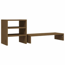 Monitorerhöhung 81 × 20 × 30 cm aus massivem Kiefernholz - Honigbraun