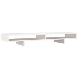 Monitorerhöhung 100 × 27 × 14 cm aus massivem Kiefernholz - Weiß