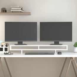 Monitorerhöhung 100 × 27 × 14 cm aus massivem Kiefernholz - Weiß