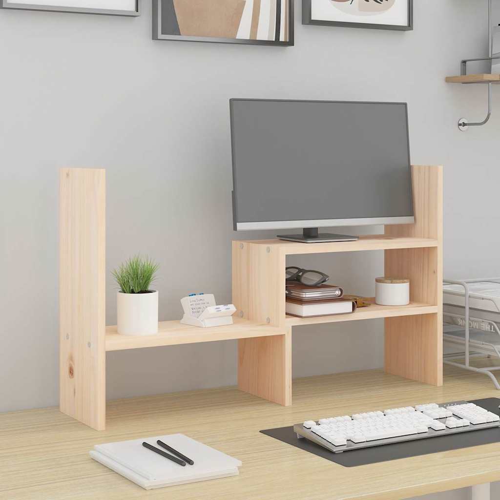 Monitorerhöhung (39-72) × 17 × 43 cm aus unbehandeltem massivem Kiefernholz