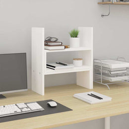 Monitorerhöhung (39-72) × 17 × 43 cm aus massivem Kiefernholz - Weiß
