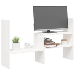 Monitorerhöhung (39-72) × 17 × 43 cm aus massivem Kiefernholz - Weiß