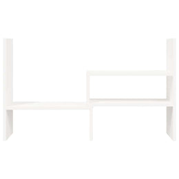 Monitorerhöhung (39-72) × 17 × 43 cm aus massivem Kiefernholz - Weiß