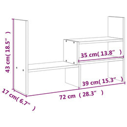 Monitorerhöhung (39-72) × 17 × 43 cm aus massivem Kiefernholz - Weiß