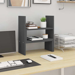 Monitorerhöhung (39-72) × 17 × 43 cm aus massivem Kiefernholz - Grau